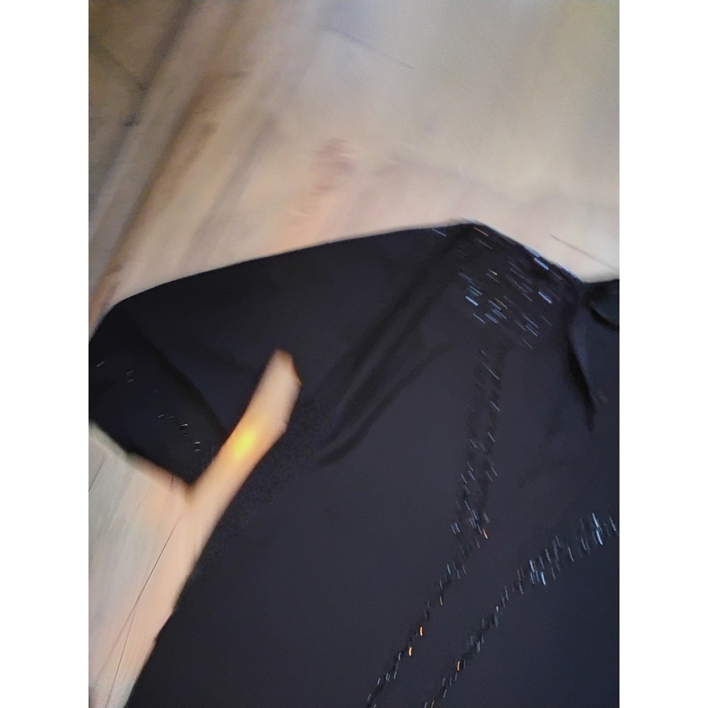 Black Embellished Abaya Robe Sequin Beaded Modest Long Sleeve Kaftan Size 60 - Picture 5 of 7